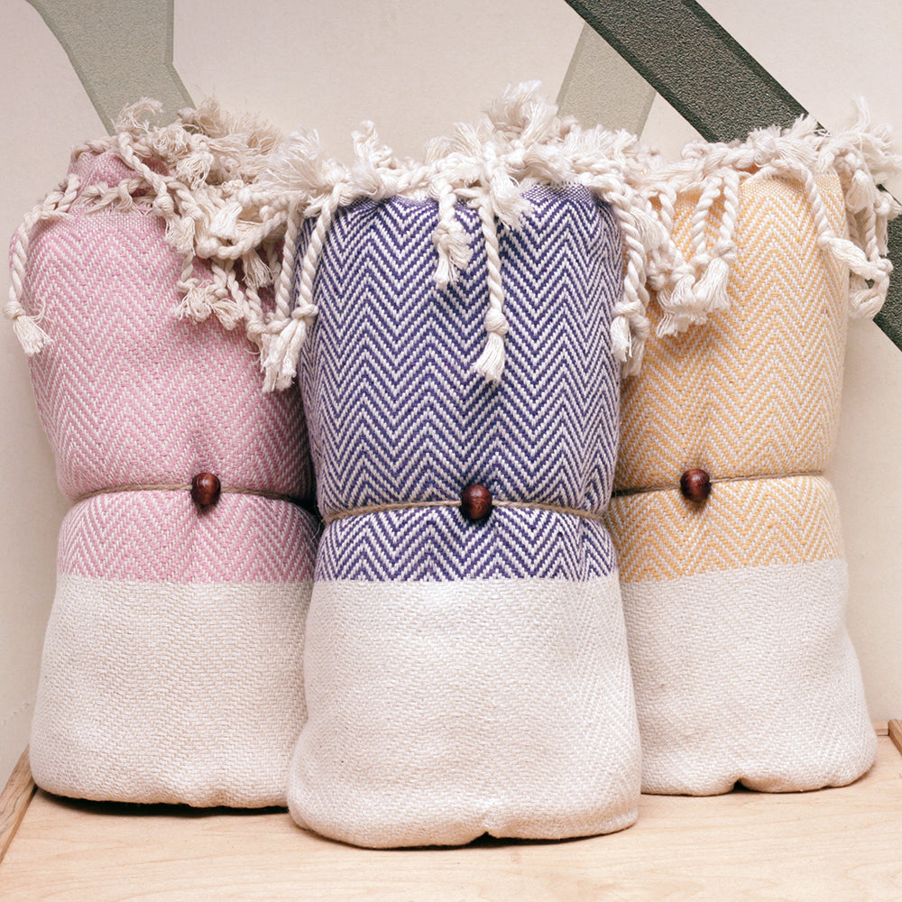 Prosop hamam pestemal herringbone rulat - 100% bumbac turcesc 100x180 cm